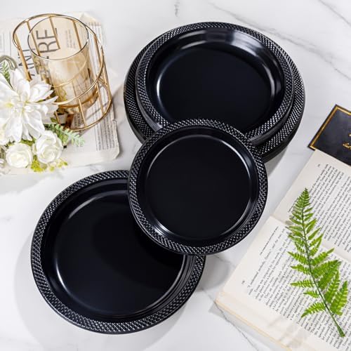 WELLIFE Black Plastic Plates 7 Inch 50 Count Halloween Plates - Image 6