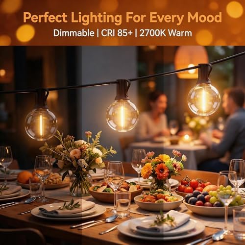 RTTY Outdoor String Lights 25 FT Waterproof, Patio Light 13 G40 LED Bulbs - Image 4