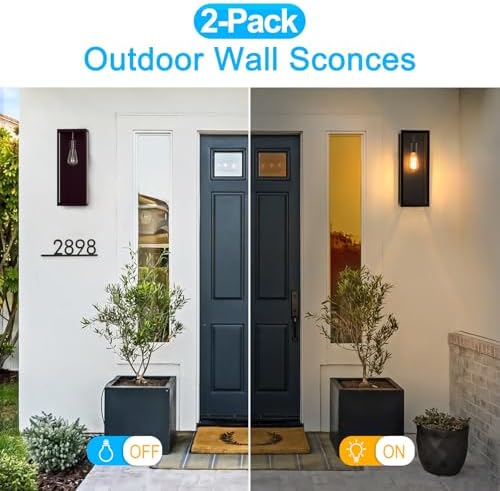 2-Pack Outdoor Wall Lanterns, 16” Exterior Waterproof Outdoor Light, Brown - Image 4
