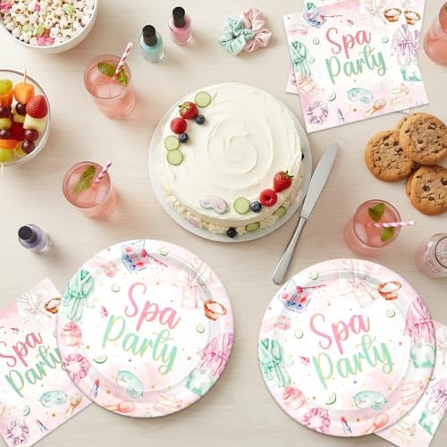 40pcs Spa Party Decorations Spa Plates and Napkins Pink Sleepover Slumber Spa Party Supplies for Little Girl Spa Sleep Over Pajama Party Supplies,Suitable for 20 Guests - Image 5