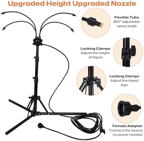 Standing Misters for Outside Patio Cooling, 5.3 FT Adjustable Stand Misting System, 4 Brass Nozzles + 4 Extra Heads, Thickened Base Portable Water Mister for Garden, Deck, Poolside - Image 5