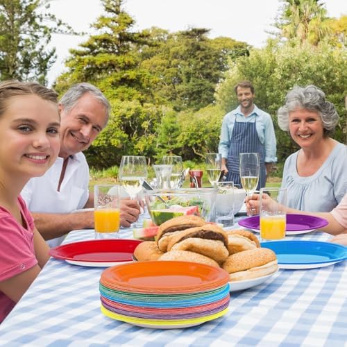 Breroa 72 Pcs Rainbow Paper Plates 7 Inch Bulk Rainbow Plates Disposable - Image 7