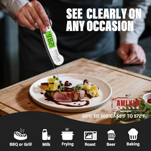 AWLKIM Meat Thermometer Digital, Instant Read Food Thermometer, Black - Image 5