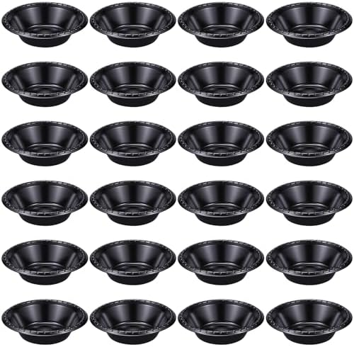 24 Pack 16oz Black Disposable Plastic Bowls Dessert, Ice Cream, Salad, Soup Serving Cups for Party, Picnic, Food Snacks (Black) by Unknown