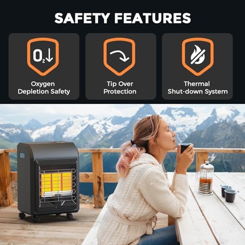 Jocoevol Propane Heater Outdoor 18000 BTU Portable Tank Heater Cordless - Image 4
