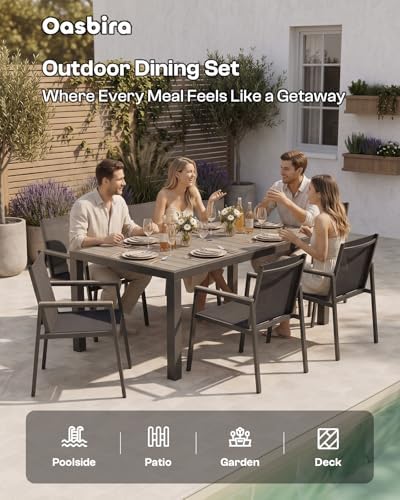 Outdoor Dining Chairs Set of 2, Aluminum Patio Armchairs, All Weather Patio Dining Furniture for Backyard, Deck, Poolside (Gray) - Image 5