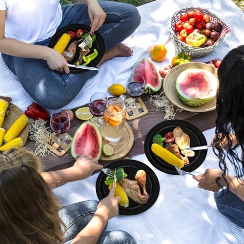 50 Pcs Paper Plates 9 Inches Black Plates, Disposable Party Tableware Set - Image 6