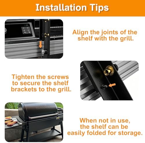 BAC605 Folding Front Shelf for Traeger Grills with Pal Rail System P.A.L. Pop-and-Lock, Foldable Side Table Replacement Parts Only for Traeger Ironwood XL & Timberline XL with Pal Rail System - Image 6
