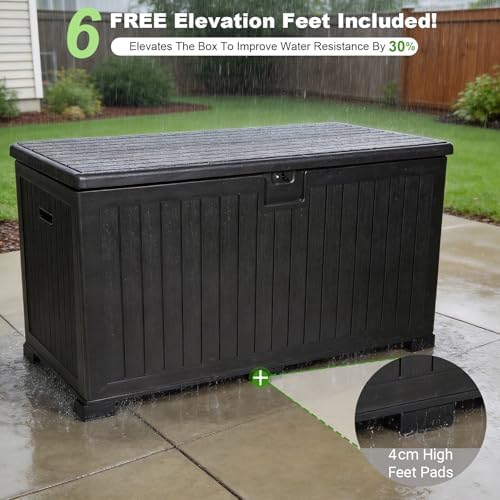 270 Gallon Outdoor Storage Box, Waterproof Extra Large Resin Deck Box with Lockable Lid for Patio, Pool Equipment, and Cushions, Black - Image 4