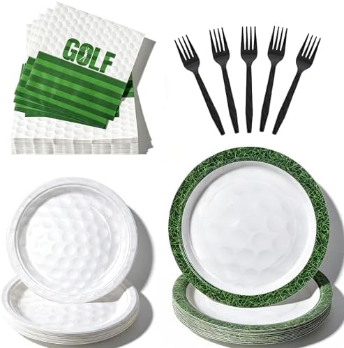 100 Pcs Disposable Golf Party Tableware Set for 25 Guests by COSINIA