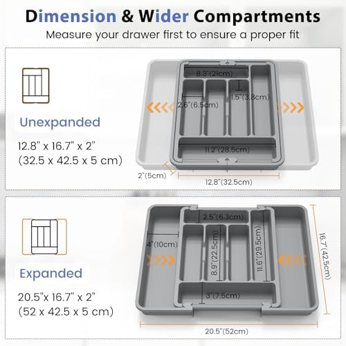 Caperci Large Silverware Organizer Tray for Kitchen Drawer Utensils Thicker - Image 2