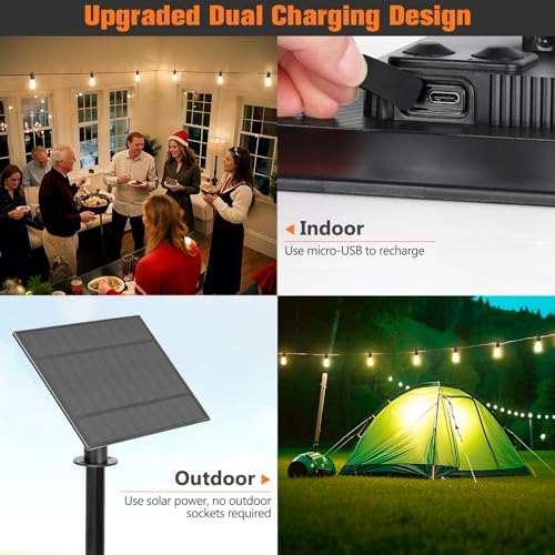100FT Solar String Lights Ourdoor Waterproof,Patio Lights Solar Powered with Remote,ST38 32 Vintage Edison Bulbs,Solar Lights Outdoor Waterproof, Outside Powered Hanging Lights for Patio - Image 5