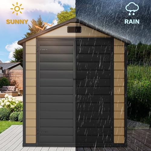 DWVO 6x4ft Outdoor Storage Shed Plastic with Floor and Lockable Door - Image 5