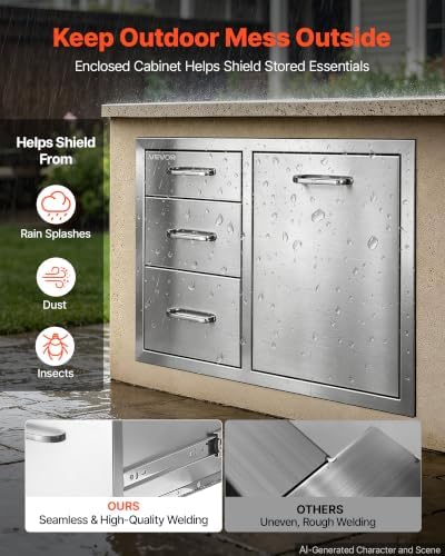 VEVOR Outdoor Kitchen Drawers, 23"W x 21"H x 30"D, Cabinet/Trash/Door/Combo - Image 5