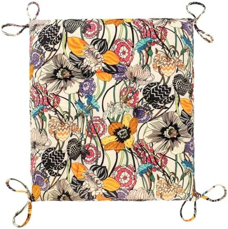 Patio Cushion, Rocking Chair Cushion, Tufted Pads, Set of Upper and Lower with Ties Pack of 2 (2 Sets) - Back 19"×16.5", Seat 16.5"×16.5" (Black Purple Flowers) - Image 4