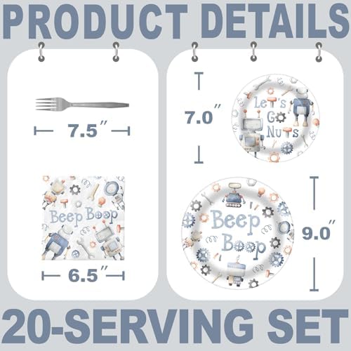 Robot Party Decorations - Robot Party Plates and Napkins for Kids Birthday Party, Serves 20 Guests - Image 2