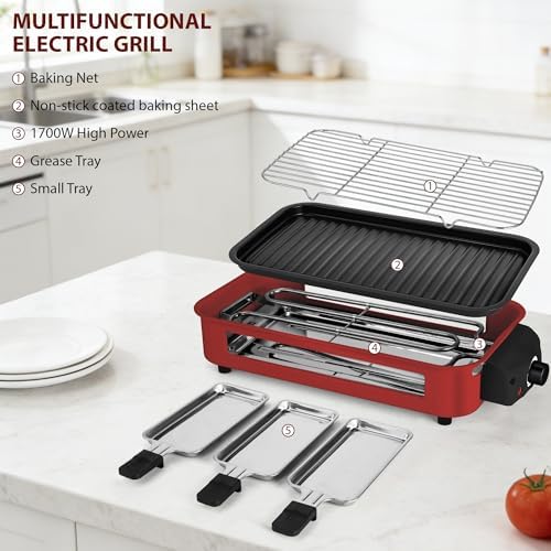 Pukomc Electric Indoor Grill,2 in 1 Indoor Grills for Kitchen - Image 6