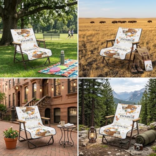 Fall Patio Dining Chair Covers 1 Pack Harvest Pumpkin Basket Outdoor Folding Chair Cover Non-Slip Chair Protectors Owl Maple Leaves Thanksgiving Camping Chair Slipcovers for Yard Lawn Garden Beach - Image 5