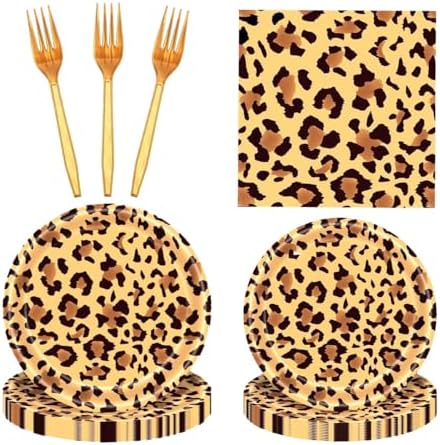50Pcs Cheetah Print Party Decorations Leopard Animal Theme Tableware by Exquisitehighqualitypartydecorationstomeetyoureveryneed%EF%BC%81
