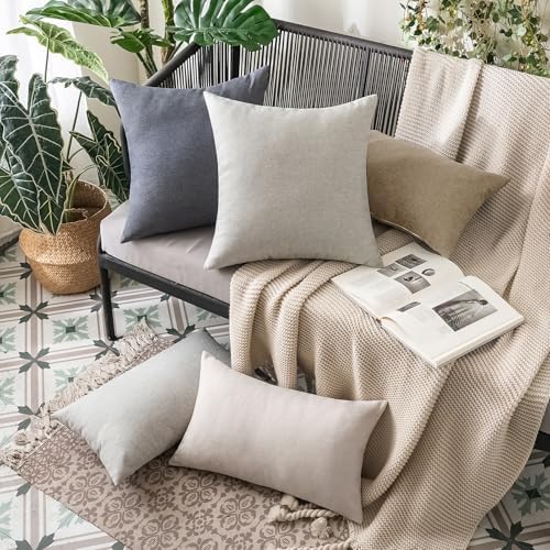 MIULEE Decorative Outdoor Pillow Covers Lumbar Waterproof 12x20 Taupe Grey - Image 5