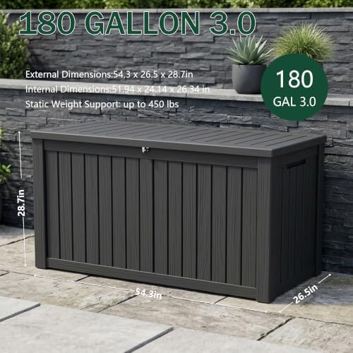 Outdoor Storage Box,180 Gallon Waterproof Deck Box [Upgraded 3.0] - Image 2