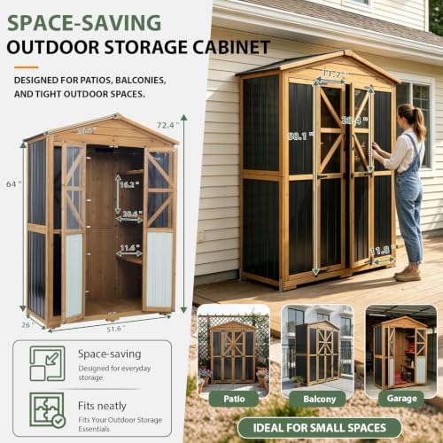 Gowoodhut Large Outdoor Storage Cabinet Tool Shed with 6 Adjustable Shelves - Image 6