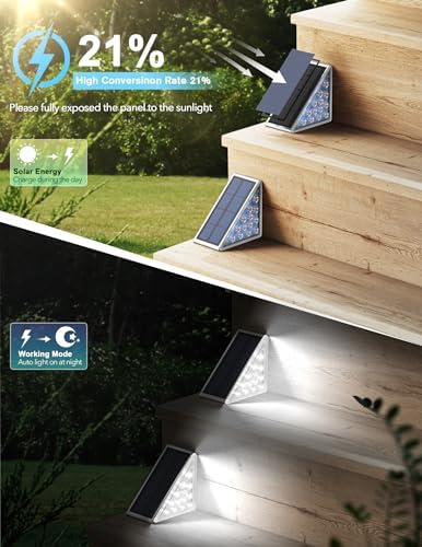 AUDLES LED Solar Step Lights Waterproof Outdoor Stair Lights, Solar Deck Lights Outdoor Decor IP67 Solar Decoration Lights for Yard (Cool White, 12 Pack) - Image 2
