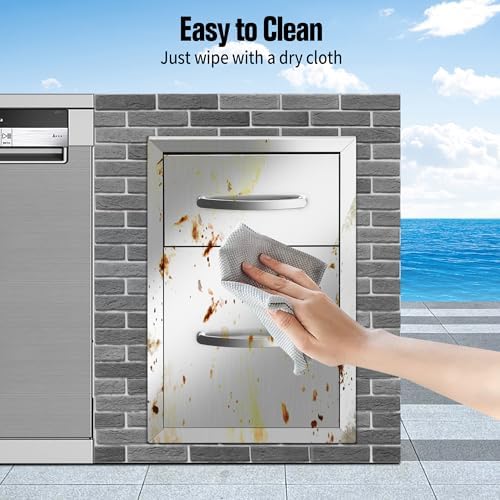 Outdoor Kitchen Double Drawers 13W x 20H x 21D Inch, Flush Mount Access BBQ Island Drawers for Outdoor Kitchens or Patio Grill Station - Image 7