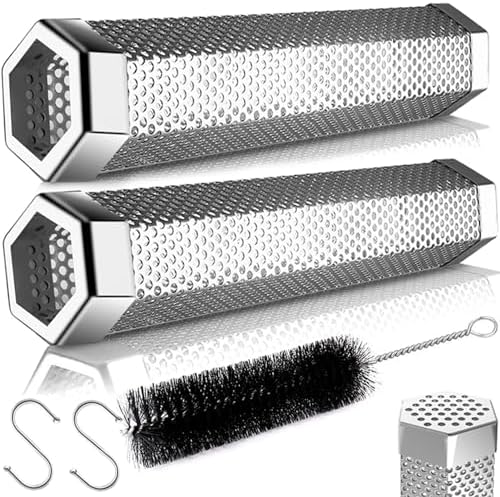 LANNEY Smoke Tube for Pellet Smoker 2 Pack, 12'' Smoker Tube for Pellet Grill - Hot or Cold Smoker Accessories for Electric Gas Charcoal Grilling, Stainless Steel Portable Barbecue Smoking Tube by LANNEY