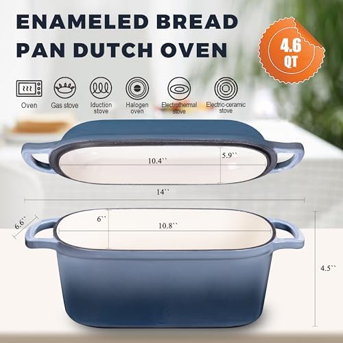 Oval Enameled Cast Iron Dutch Oven for Sourdough Bread Baking - Image 2