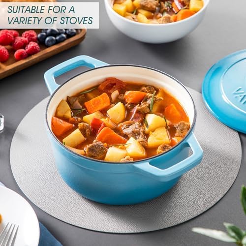 vancasso 2.5 Qt Enameled Cast Iron Dutch Oven with Lid, Blue - Image 4