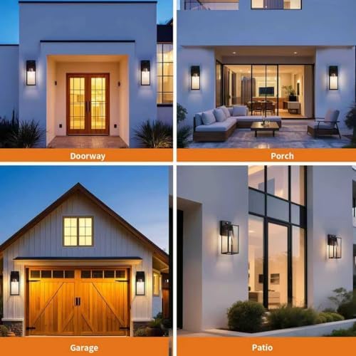 15'' Black Dusk to Dawn Outdoor Front Porch Lights for Outside, Large Exterior Lighting Fixtures Wall Mount for House, Wall Sconce Lamp, Waterproof Lantern Coach Lights for Garage, Entryway,Yard - Image 7