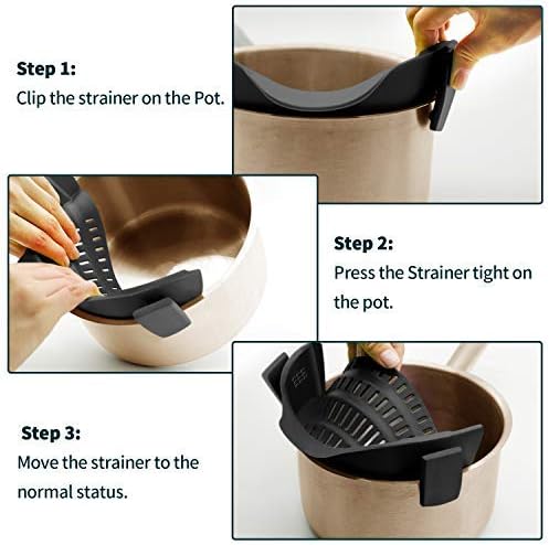 AUOON Clip On Strainer Silicone for Pots, Standard 8.86 x 3.55in, Purple - Image 6