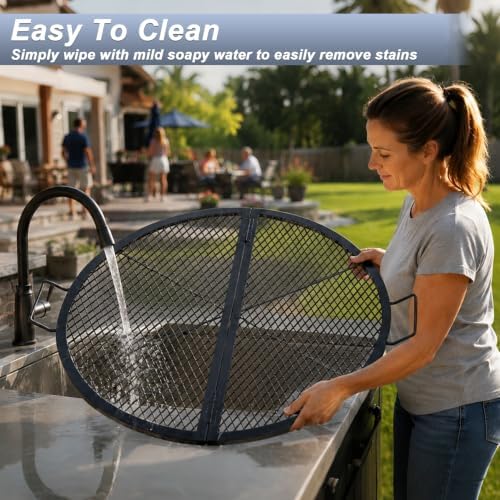 36 Inch Round Folding Fire Pit Grill Grate for Outdoor Campfire, Gathering - Image 6