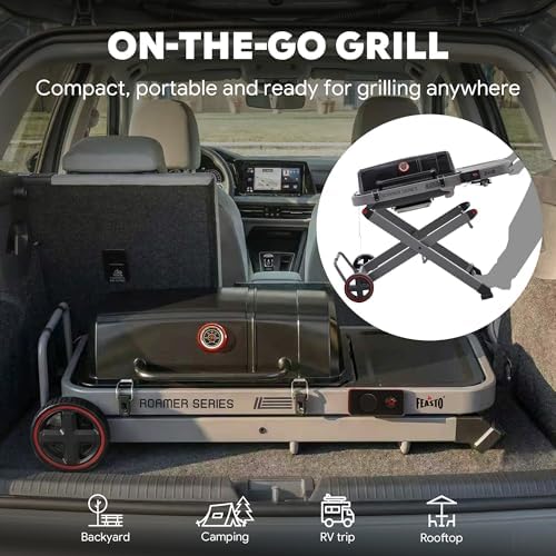 Feasto Portable Gas Grill with Foldable X-Frame Cart for Tailgating, Black - Image 5