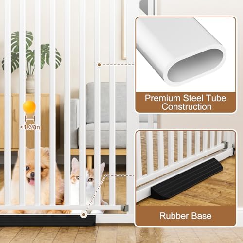 51" Extra Tall Cat Gate for Doorway, 30-49" Wide Auto Close Pet Gate with Extension Kits, No Drilling Pressure Mounted Dog Gate for Stairs, Doorways, Kitchen, Hallway - Image 3