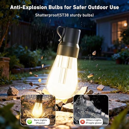 LETIANPAI 400FT RGB+IC Outdoor String Lights, IP67 Waterproof LED Color Changing Clear Bulb String Lights with App & Remote Control, Shatterproof Hanging Patio Lights for Backyard Garden Party - Image 3