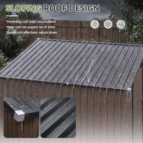 Aoxun 6x8 FT Lean-to Metal Storage Shed,Sloped Roof Outdoor Garden Cabinet - Image 7