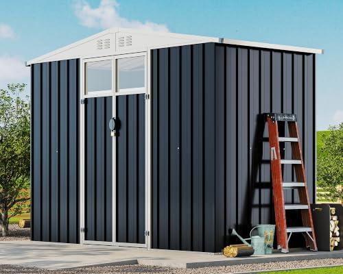 AMERLIFE 8x4x6 FT Outdoor Storage Shed with Clear Acrylic Door-Top Panels by AMERLIFE