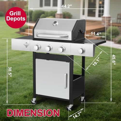 3-Burner Propane Gas Grill with Side Burner for Outdoor BBQ - Image 2