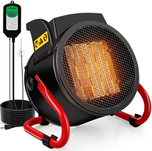 Greenhouse Heater with Thermostat, Auto Power Control with Digital Temperature Display, Fast Heating, Overheat Protection, Electric Heater for Grow Tent, Greenhouse, Flower Room, Patio by SmterCon