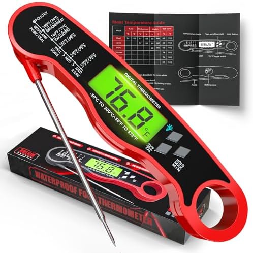 AWLKIM Meat Thermometer Digital, Instant Read Food Thermometer, Red by AWKLIM