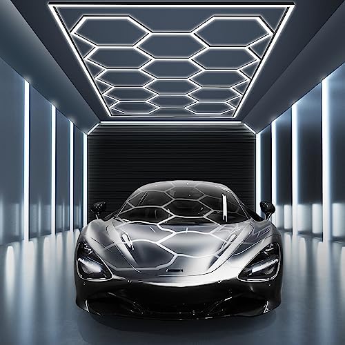 MODERN Hexagon Garage Light: Higher Brightness 720W 86400 Lumens Hexagon Led Garage Light with Rectangle Frame 6500K for Garage, Basement, Warehouse, Auto Beauty Shop, Car Detailing Shop etc. … by MODERN