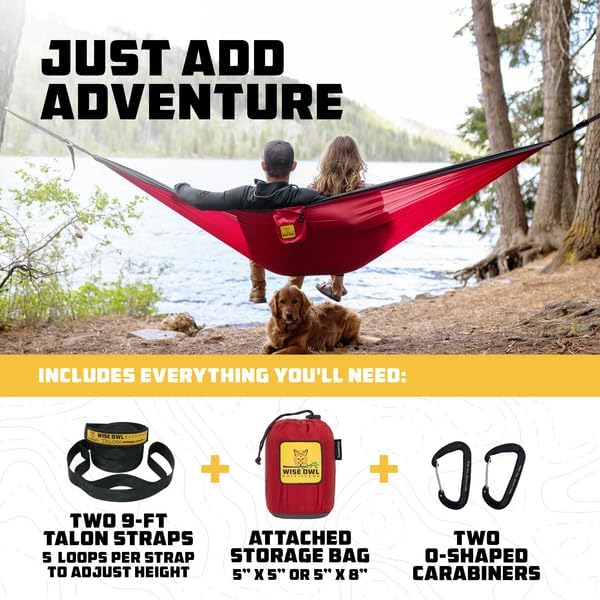 Wise Owl Outfitters Hammock for Camping Double Hammocks Gear for The Outdoors Backpacking Survival or Travel - Portable Lightweight Parachute Nylon DO Green & Khaki - Image 4