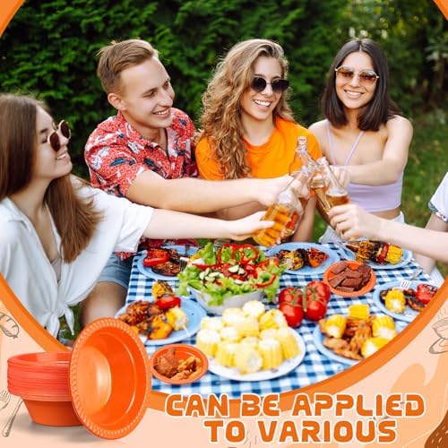 24 Pack 12 oz Disposable Plastic Bowls Dessert, Ice Cream, Salad, Soup Serving Cups for Party, Picnic, Food Snacks (Orange) - Image 4