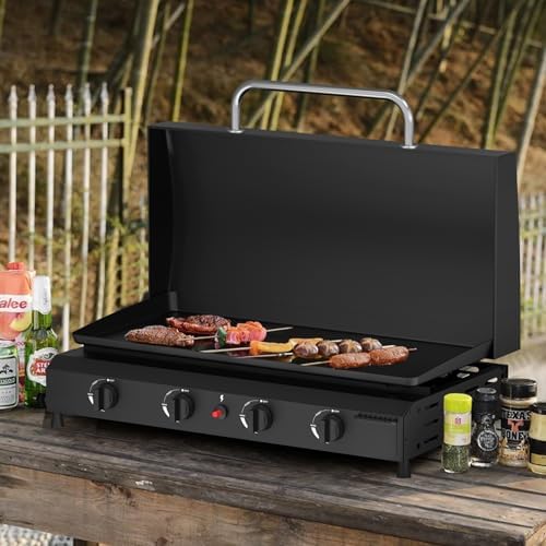 SKOK 4 Burner Gas Griddle with Hood- 30 Inch Outdoor Propane Griddle-60000 BTU Propane Fuelled, Portable Flat Top Gas Grill Camping Griddle with Lid for Kitchen, Outdoor BBQ, Camping - Image 7