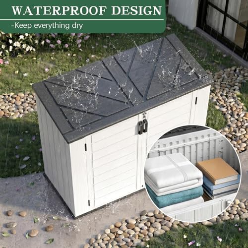 Outdoor Storage Shed Resin Waterproof Storage Cabinet for Patio Garden - Image 3