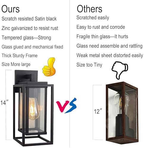 14" Double Cage Outdoor Wall Light, 2Pack Exterior Lantern Sconce - Image 3