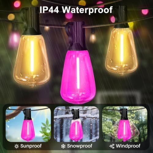 26FT ST38 Pink Warm White Outdoor String Lights, Valentine’s Day Patio Lights, 12+1 Shatterproof Edison LED Bulbs Waterproof Connectable String Lights for Bistro, Christmas, Wedding, Party Yard Decor - Image 6