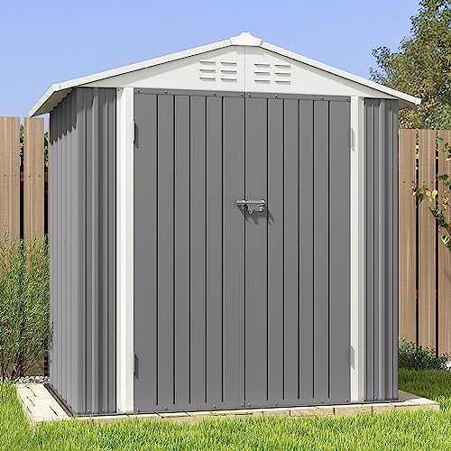 Patiowell 6x4 FT Outdoor Storage Shed, Metal Outdoor Sheds with Vents&Lock by Patiowell
